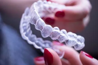 closeup of Invisalign clear aligners